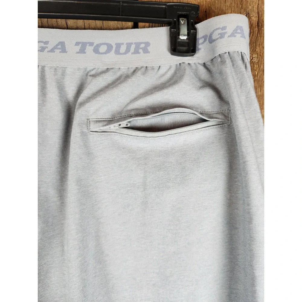 PGA Tour Mens Golf Shorts XL Gray Elastic Waist Drawstring Performance Active